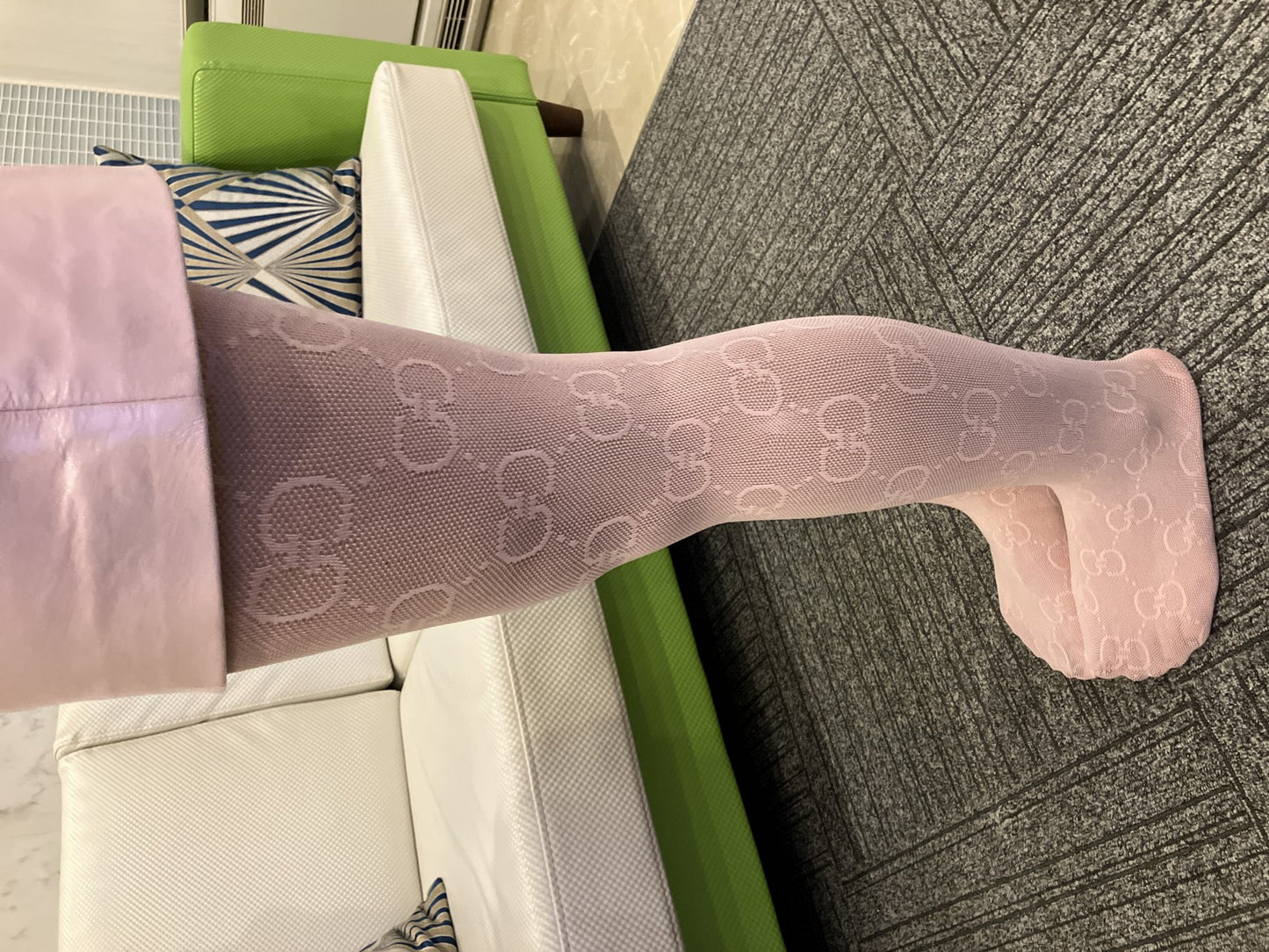 GUCCI Pink Stockings GG Logo Pattern Tights