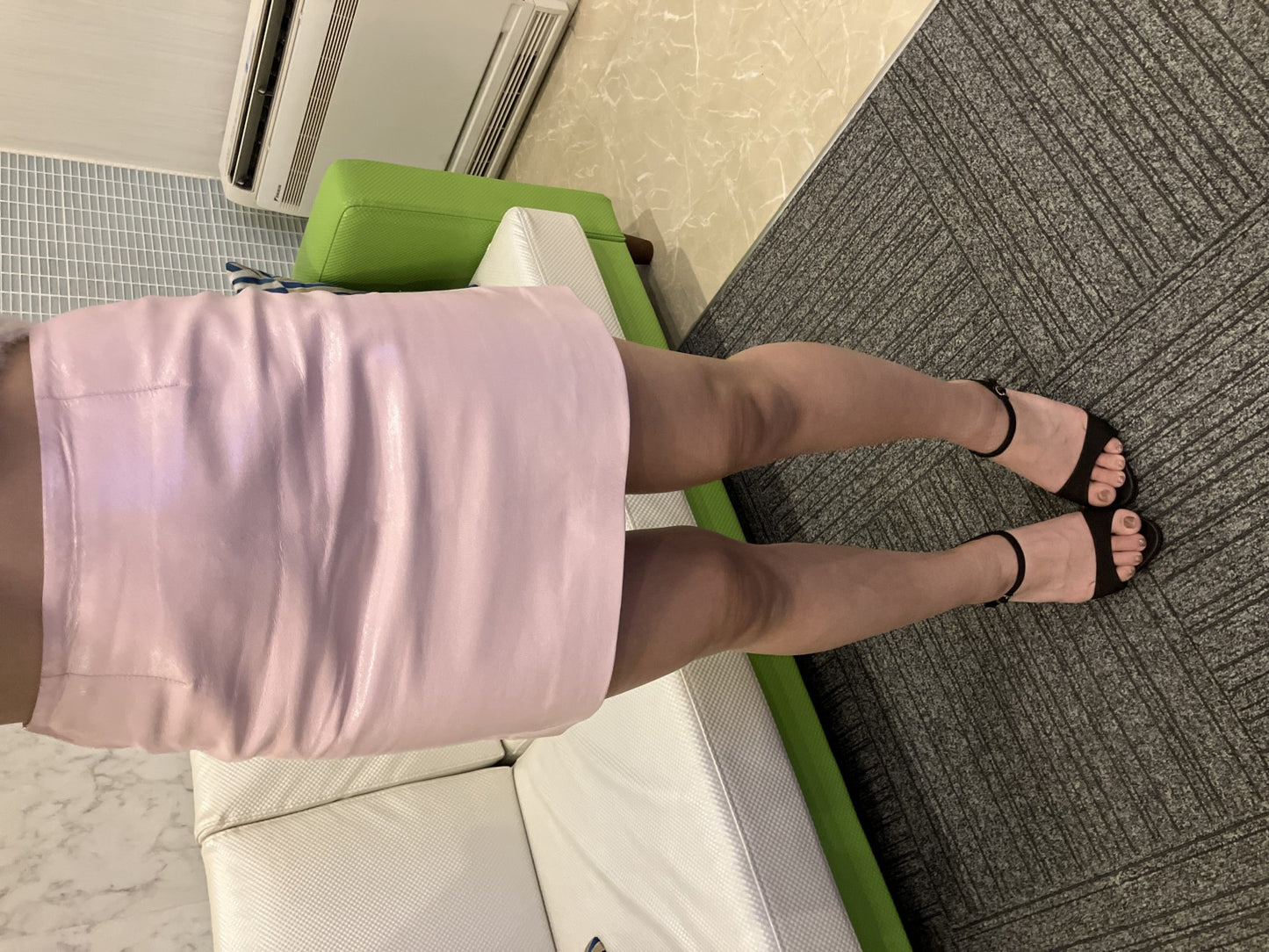 CELINE Y2K Pink Mini Skirt Size 36 Lamb Leather Trim Womens