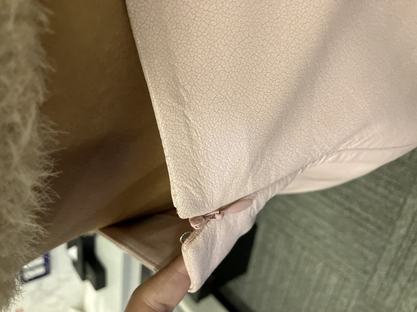 CELINE Y2K Pink Mini Skirt Size 36 Lamb Leather Trim Womens