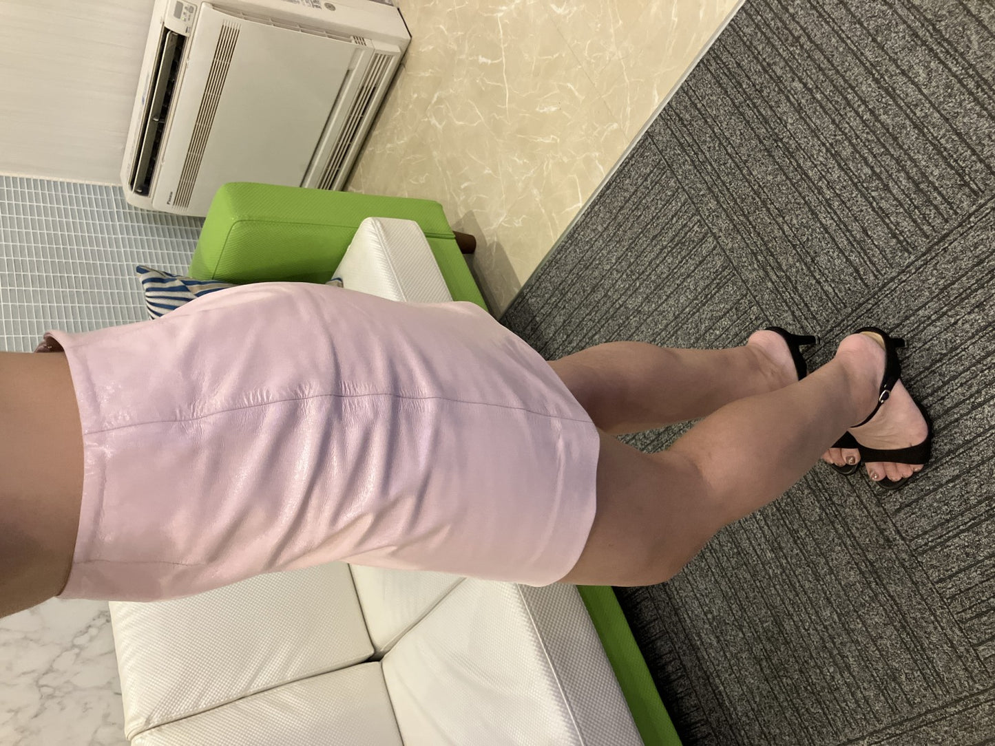 CELINE Y2K Pink Mini Skirt Size 36 Lamb Leather Trim Womens