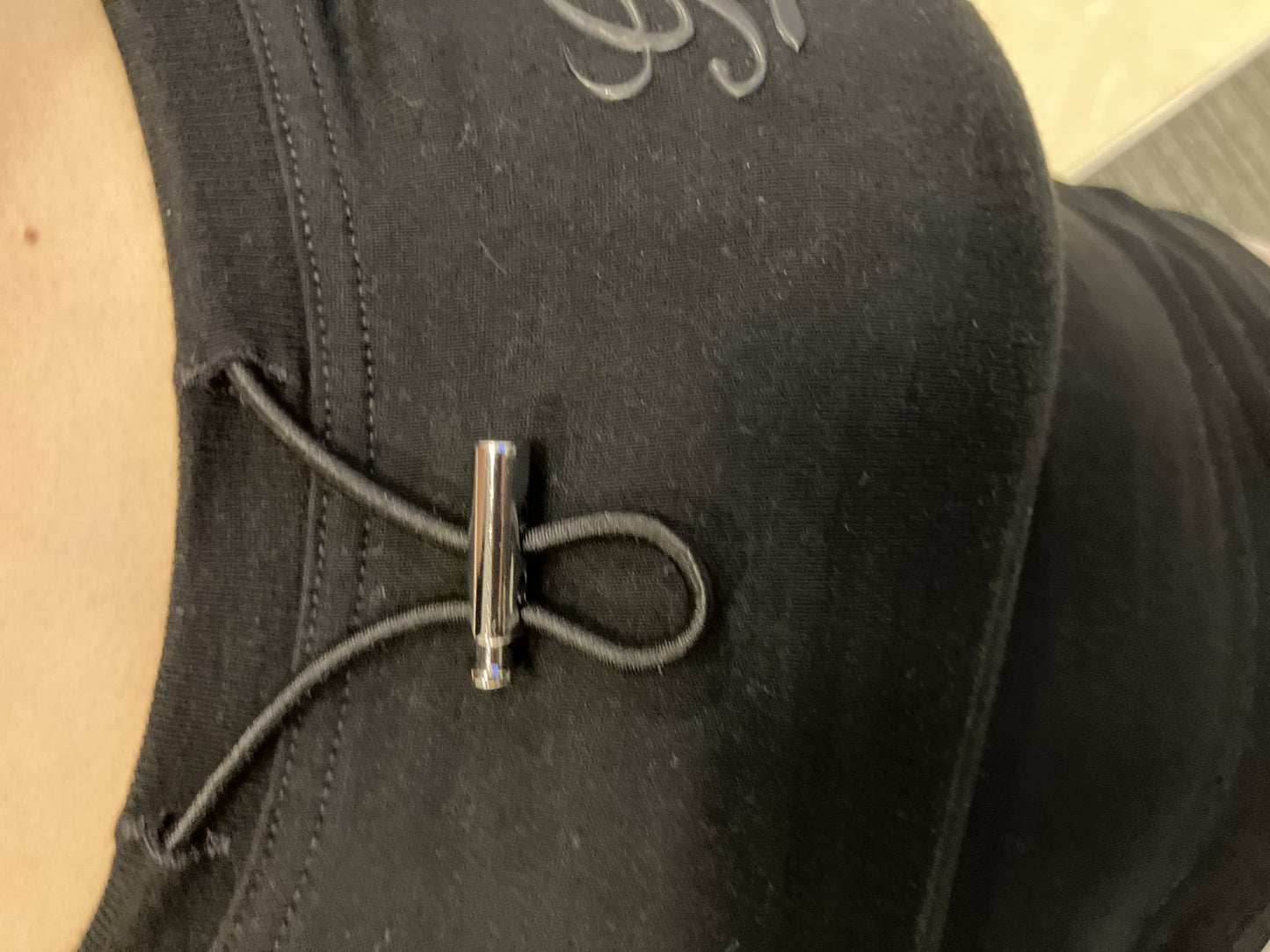 GUCCI Drawstring Neck Logo T-Shirt Black XS Made in Italy