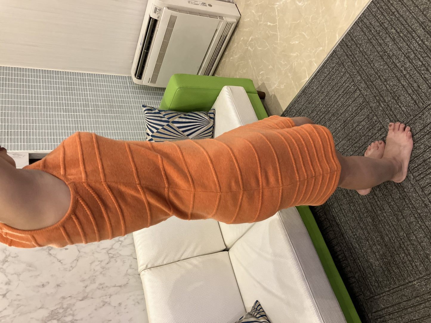 VERSACE Knit Dress Orange XS Sleeveless Made in Italy