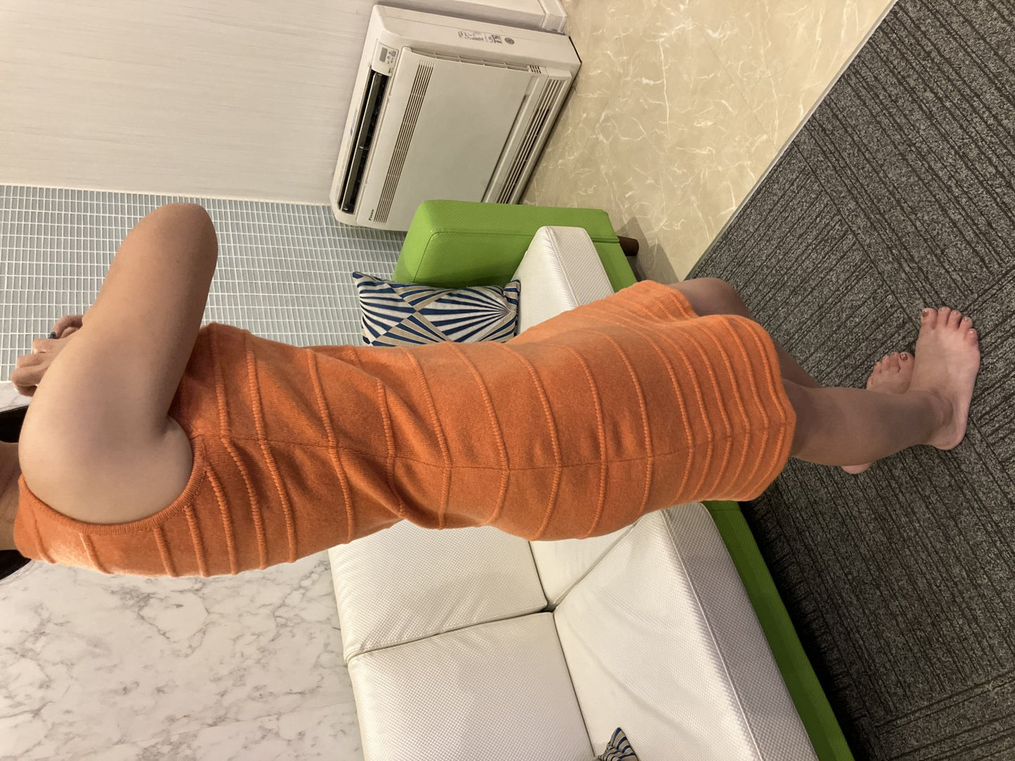 VERSACE Knit Dress Orange XS Sleeveless Made in Italy