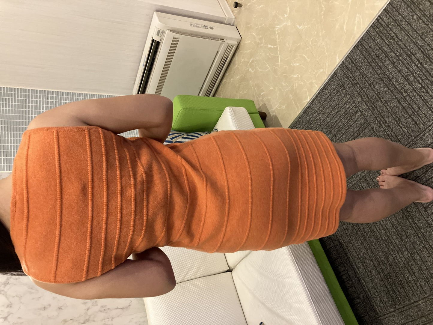VERSACE Knit Dress Orange XS Sleeveless Made in Italy
