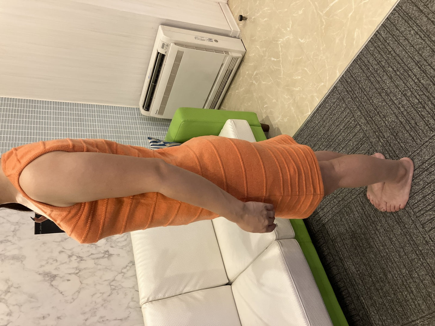 VERSACE Knit Dress Orange XS Sleeveless Made in Italy