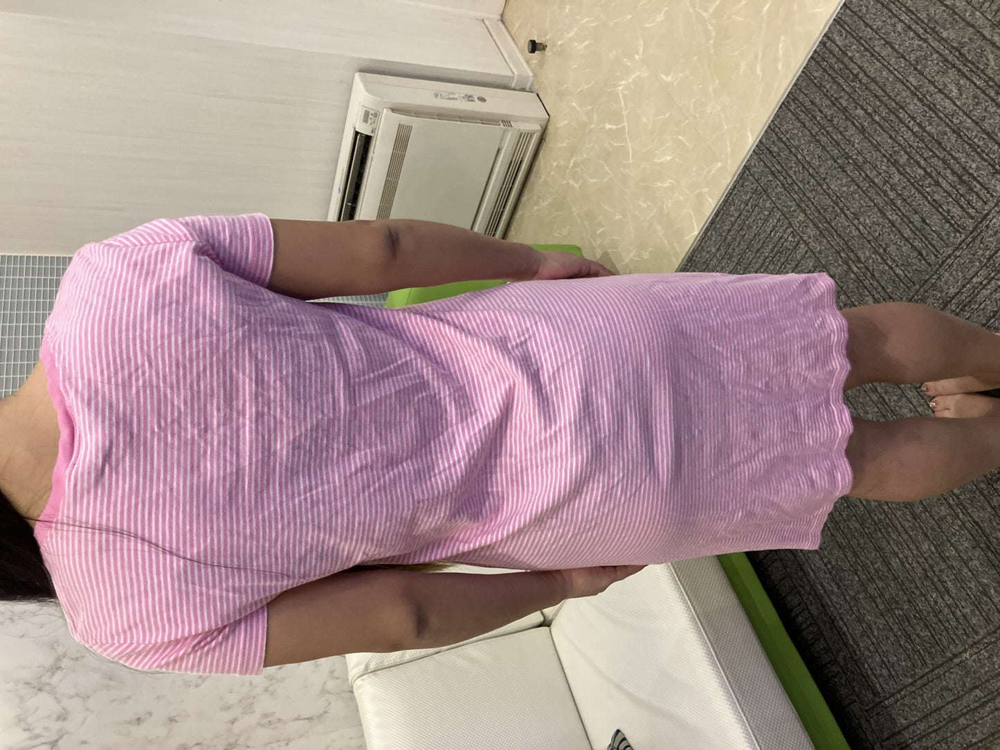 LAUREN RALPH LAUREN short-sleeved knit dress in pink with stripes, size S