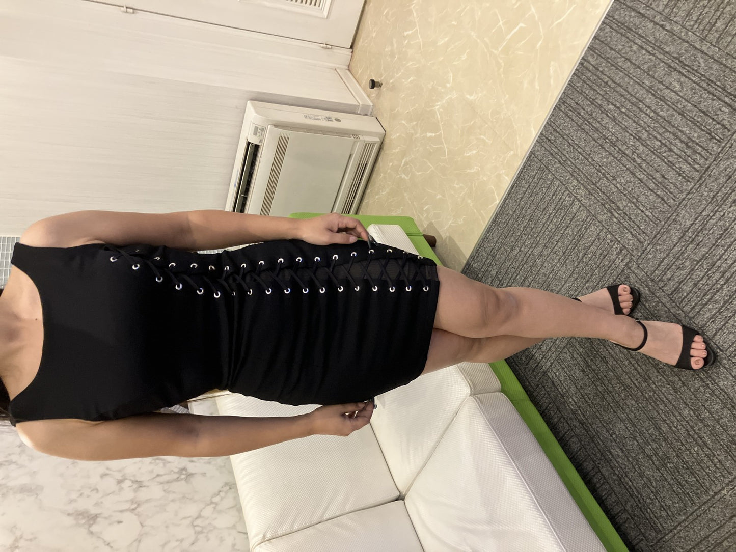 GUESS Sleeveless Lace-Up Dress Black XS