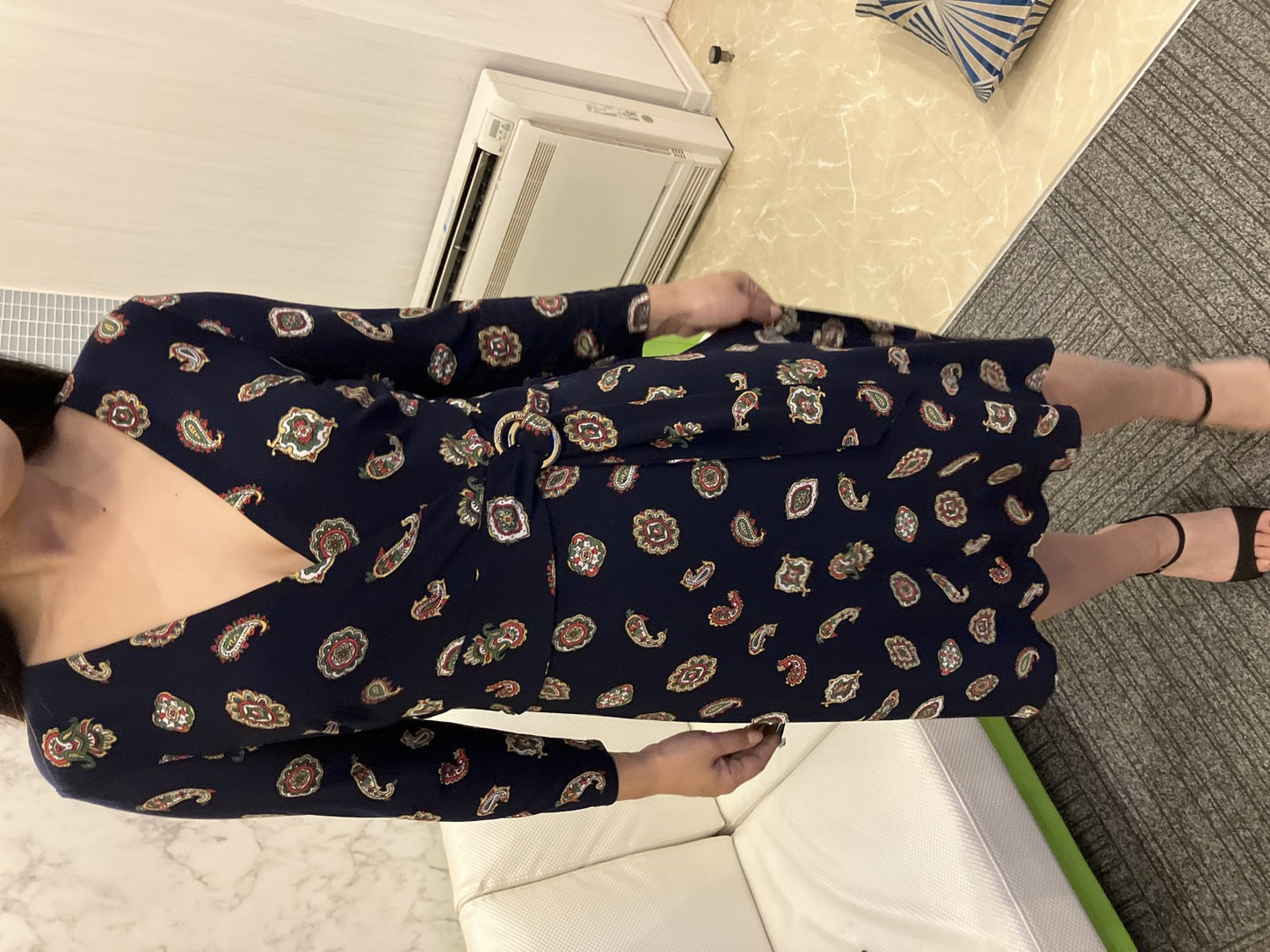 Lauren Ralph Lauren Women’s Paisley Dress Navy Long Sleeve Size 2