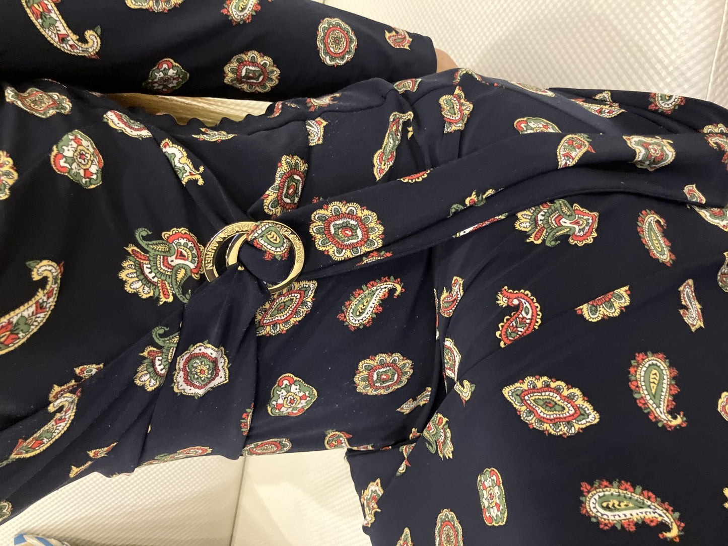 Lauren Ralph Lauren Women’s Paisley Dress Navy Long Sleeve Size 2