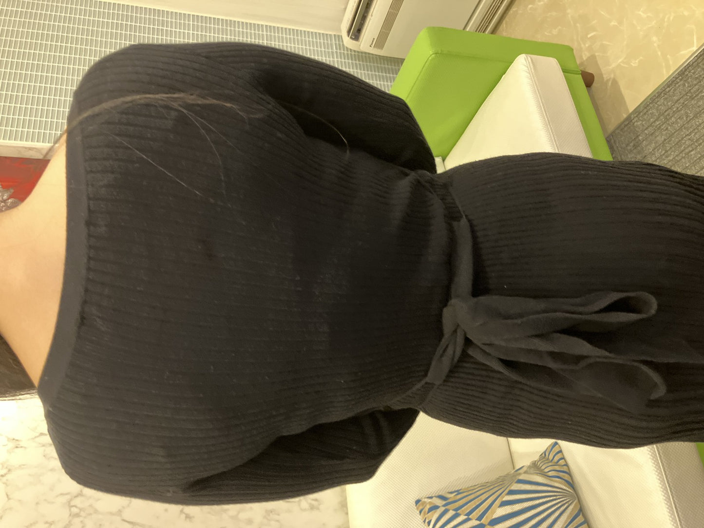 MERCURYDUO Ribbed Knit Dress Black Free Size Long Sleeve Women