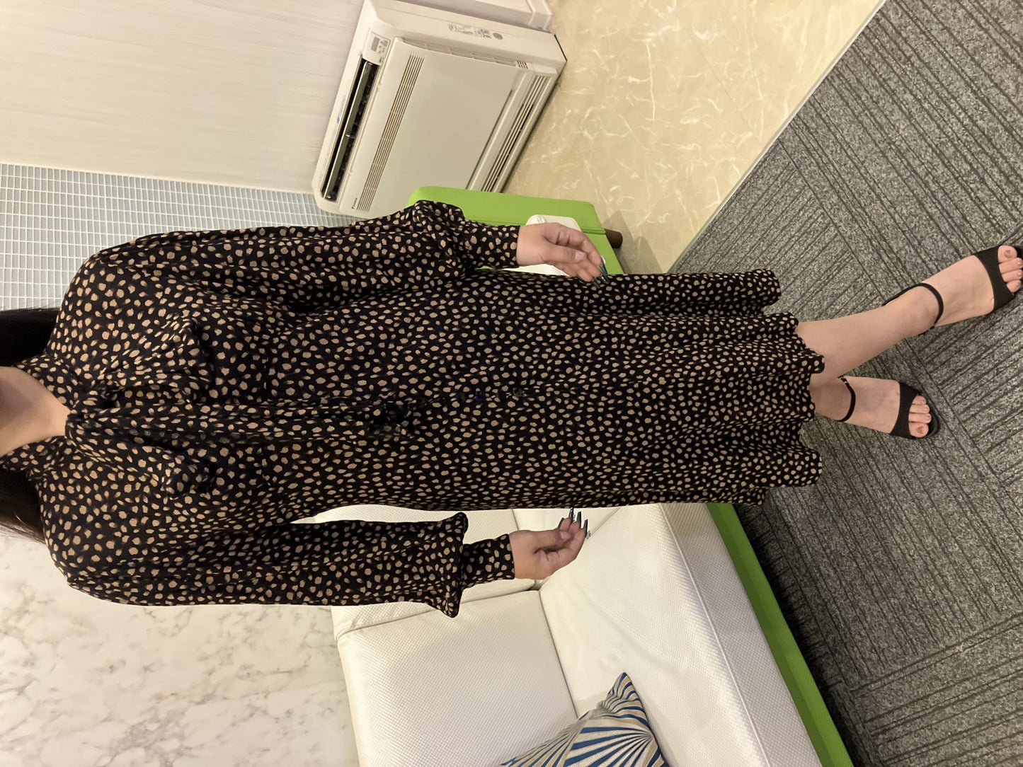 Chloé Black Patterned Dress Bow Tie Long Sleeve Women’s Size 42