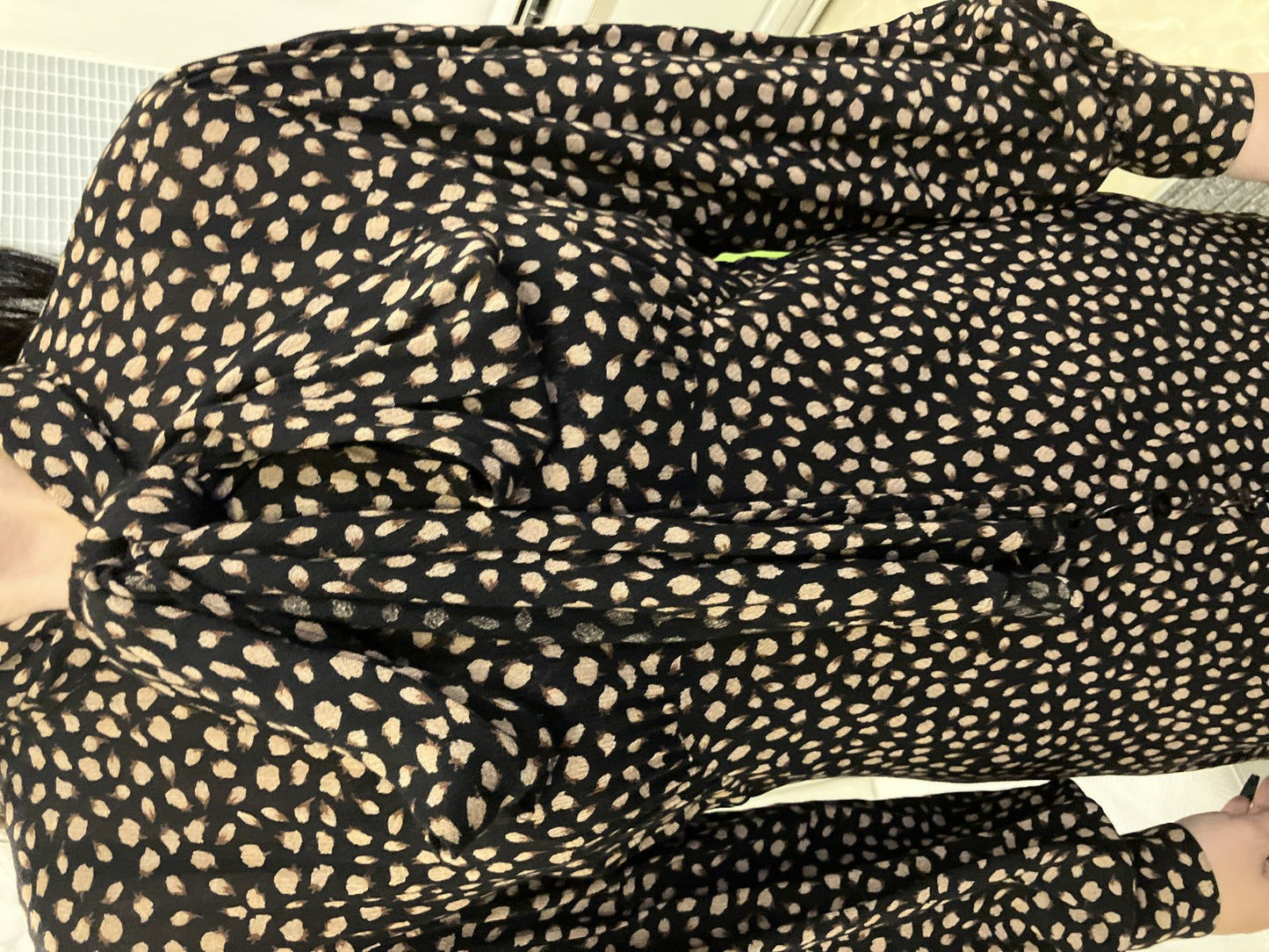 Chloé Black Patterned Dress Bow Tie Long Sleeve Women’s Size 42