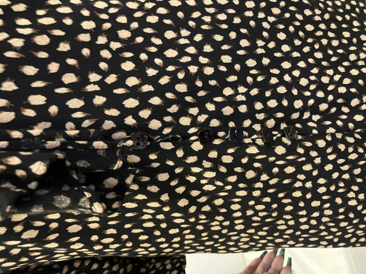 Chloé Black Patterned Dress Bow Tie Long Sleeve Women’s Size 42