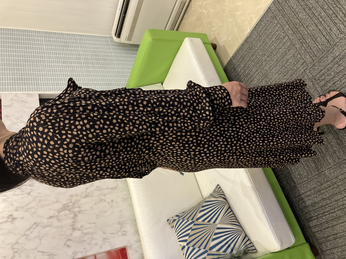 Chloé Black Patterned Dress Bow Tie Long Sleeve Women’s Size 42