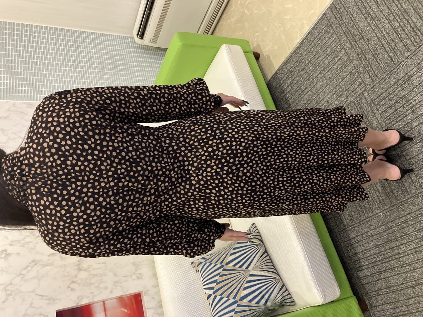 Chloé Black Patterned Dress Bow Tie Long Sleeve Women’s Size 42