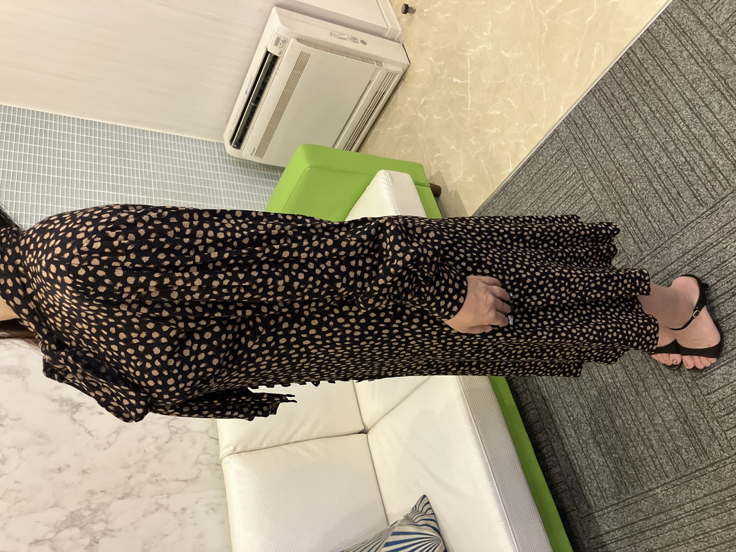 Chloé Black Patterned Dress Bow Tie Long Sleeve Women’s Size 42