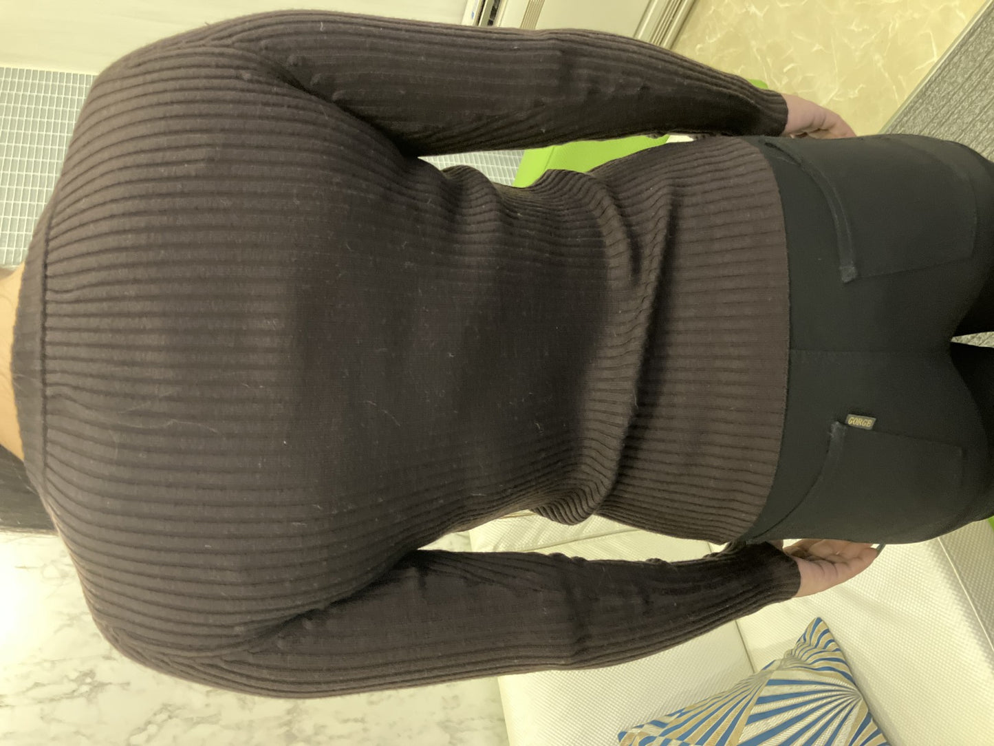 Michael Kors Half Zip Rib Knit Sweater Brown Women’s