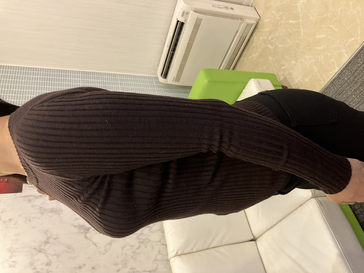 Michael Kors Half Zip Rib Knit Sweater Brown Women’s