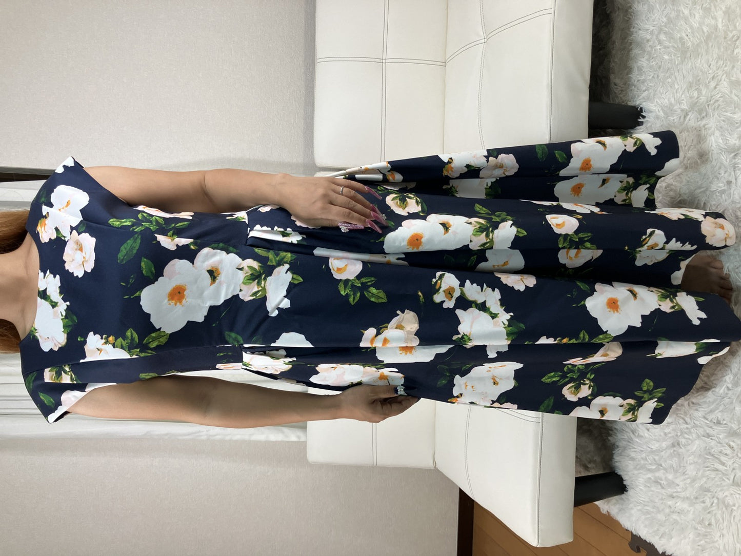 Chesty Floral Dress Set Size 1 White Bird Print & Navy Long Dress Japan
