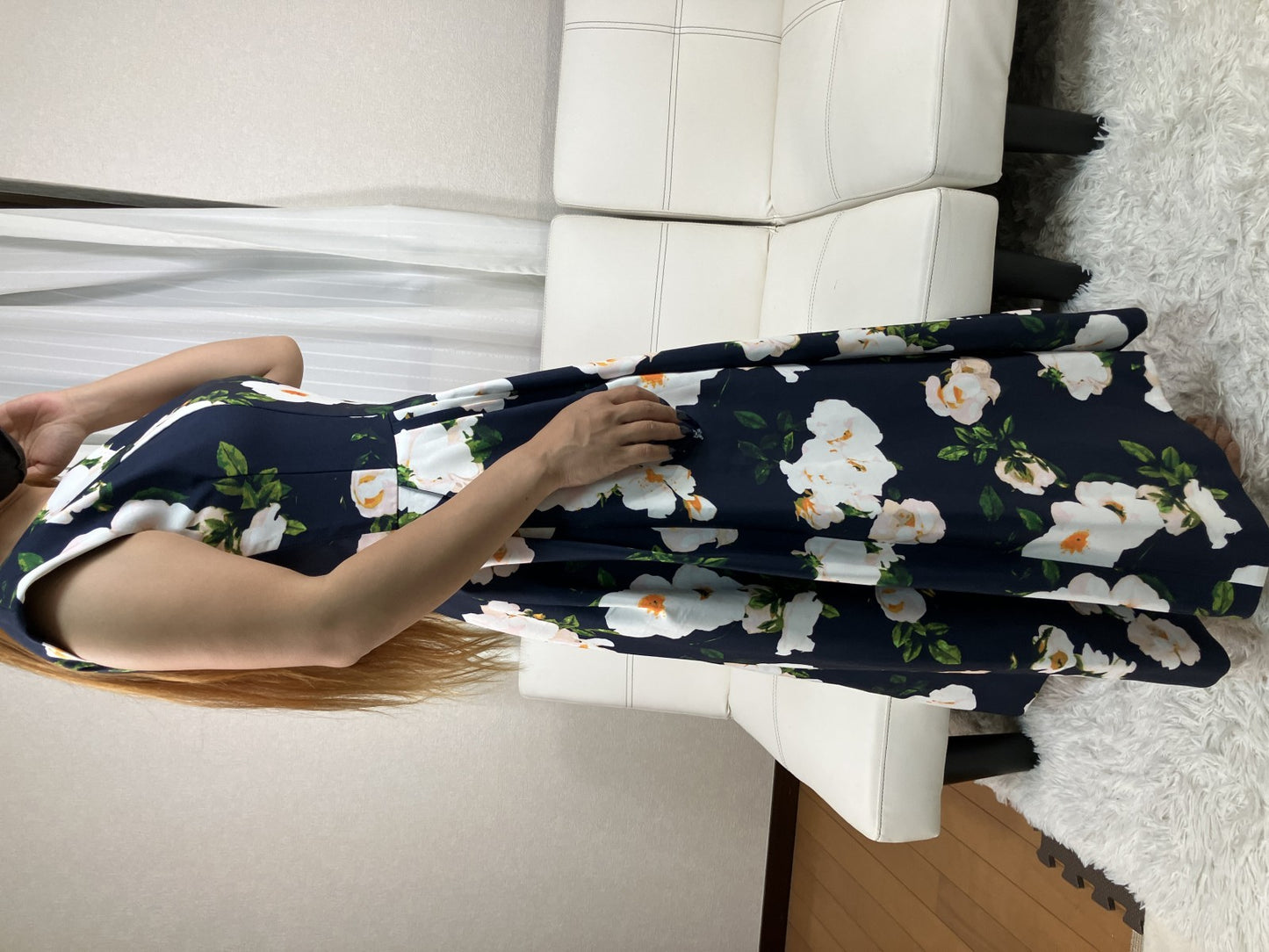 Chesty Floral Dress Set Size 1 White Bird Print & Navy Long Dress Japan
