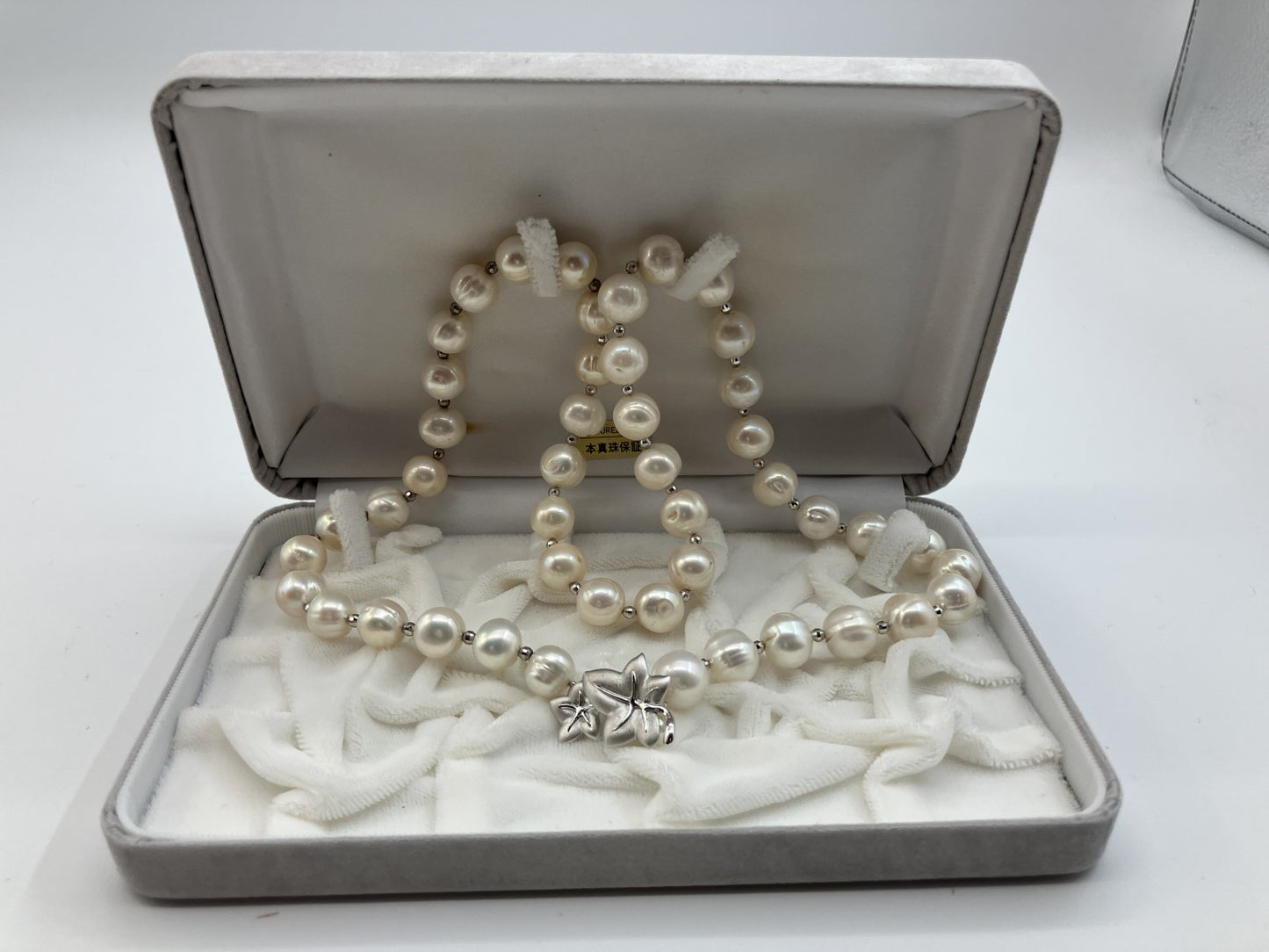 Cultured Pearl Necklace Bracelet 10–11mm Silver 925 Clasp 95.9g With Box
