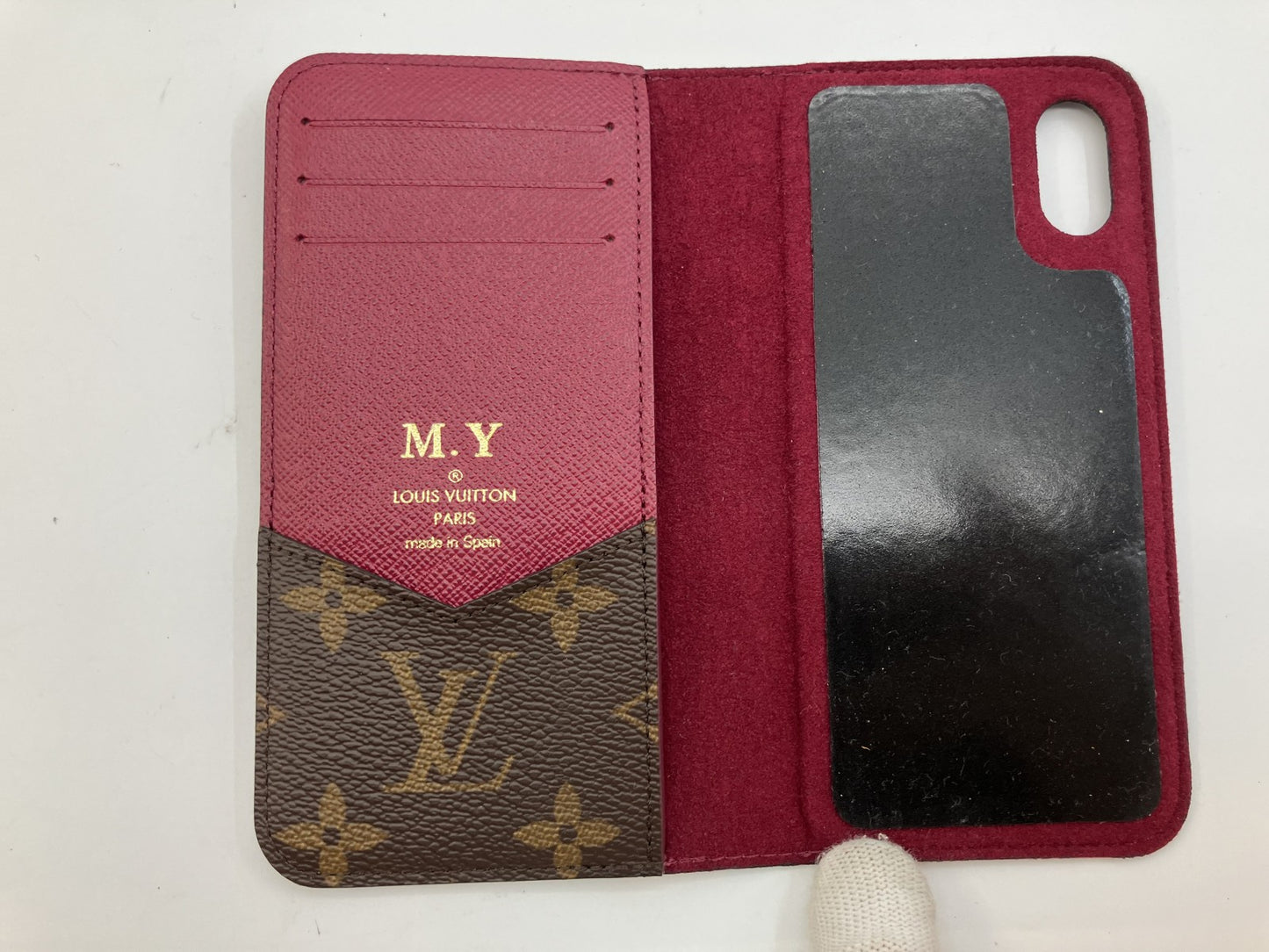 Louis Vuitton Monogram Folio iPhone Case Red x xs 3 Card Slots Box and Bag Included