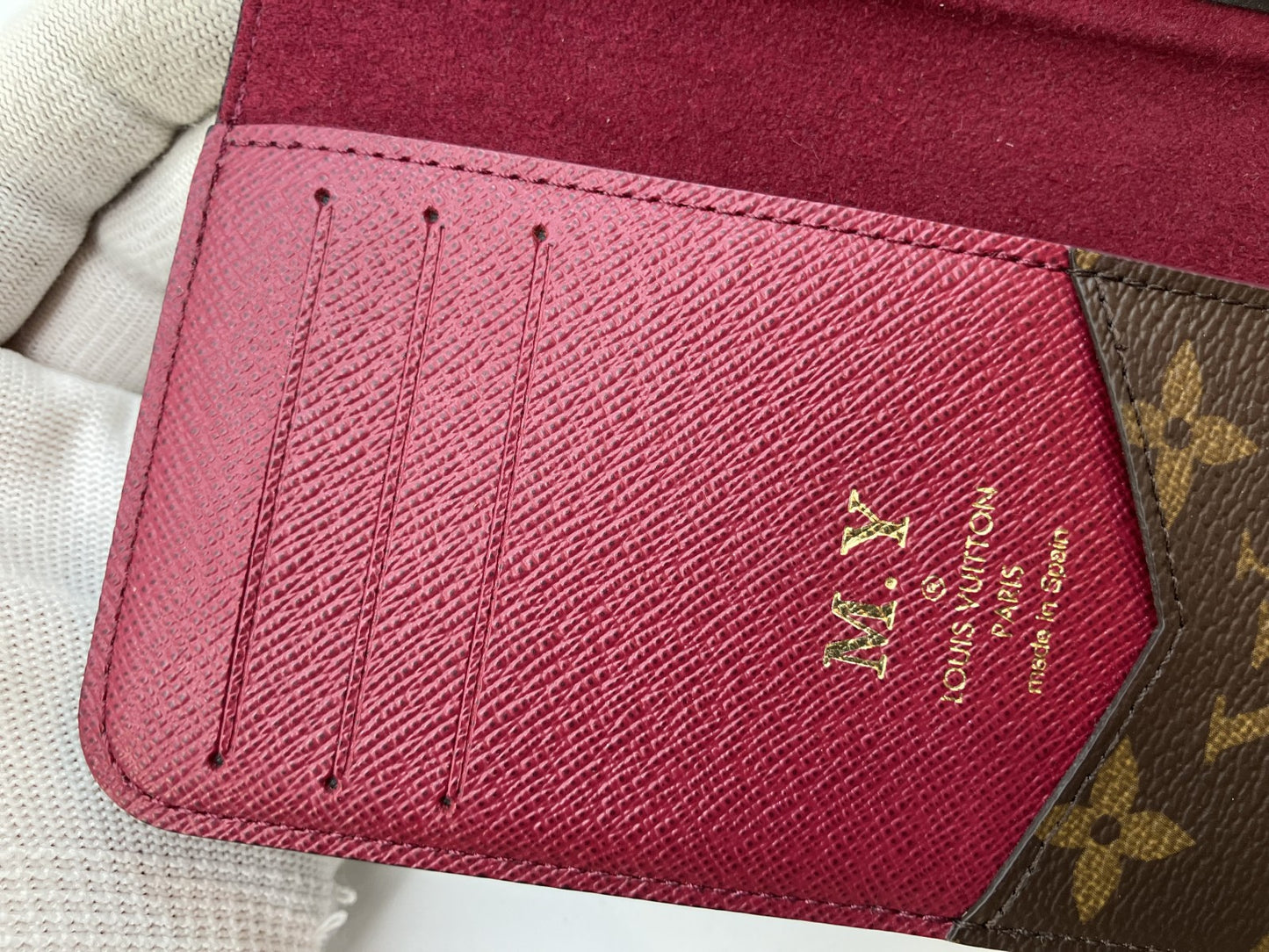 Louis Vuitton Monogram Folio iPhone Case Red x xs 3 Card Slots Box and Bag Included
