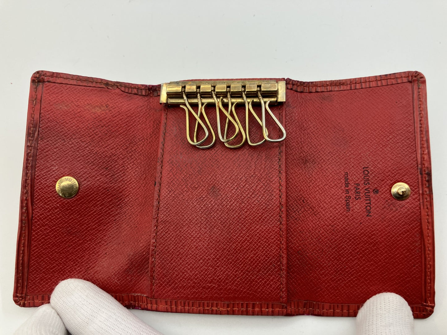 LOUIS VUITTON Epi Red 6 Key Holder Multicles Spain Leather Used