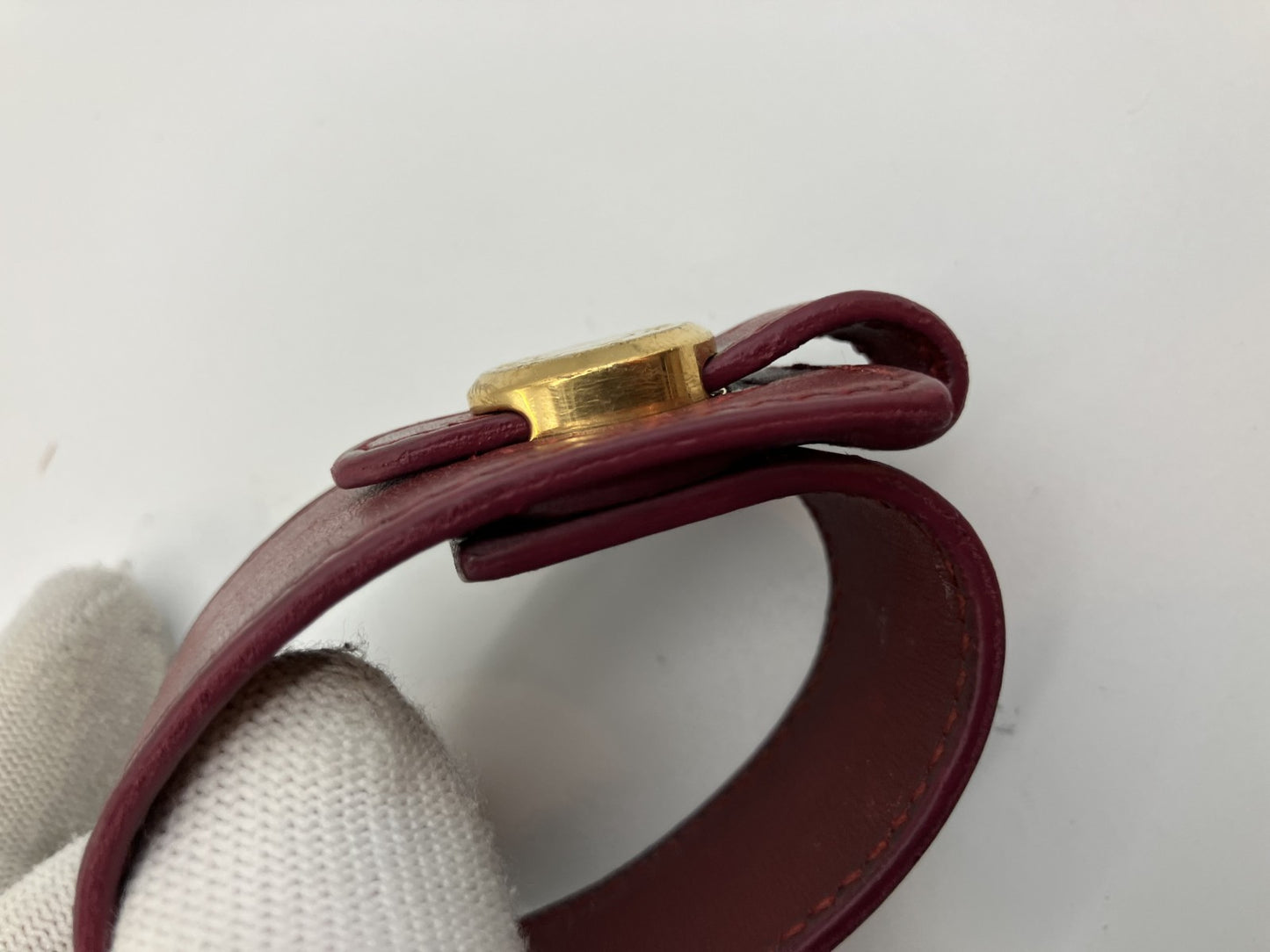 Hermes Serie Bracelet Bangle Bordeaux Gold Metal Authentic Genuine Product 5.9" Wrist Circumference