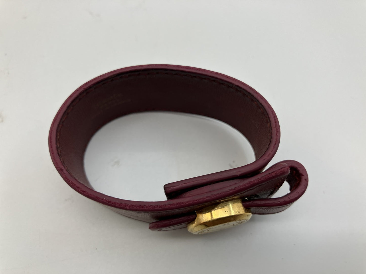 Hermes Serie Bracelet Bangle Bordeaux Gold Metal Authentic Genuine Product 5.9" Wrist Circumference