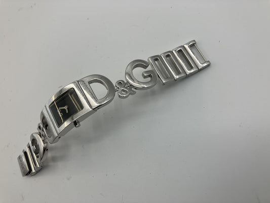DOLCE & GABBANA Logo Quartz Watch Women Silver Stainless Steel Wrist 15cm 20mm Case
