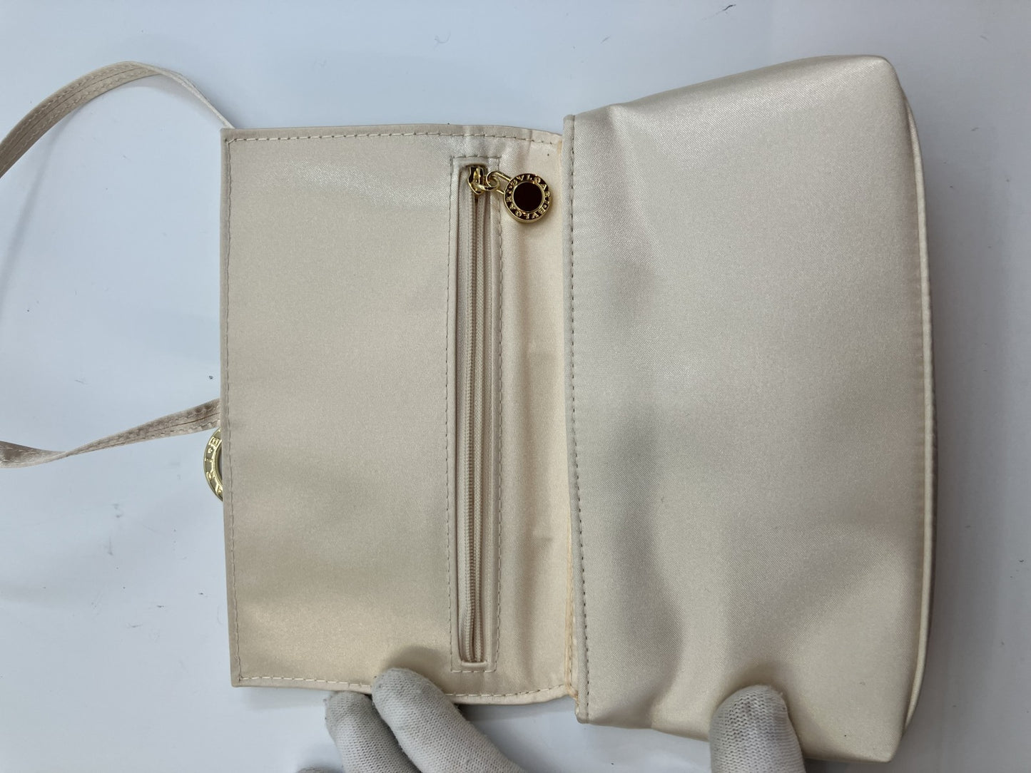 BVLGARI Pouch (19 x 10 x 3 cm) (7.48 x 3.94 x 1.18 inch) Beige Free Shipping 