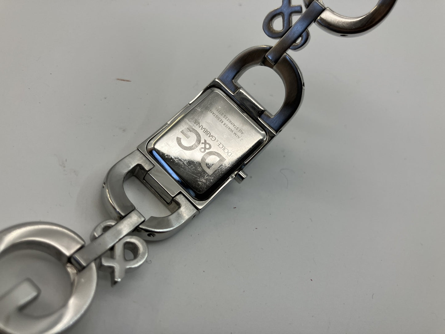 DOLCE & GABBANA Logo Quartz Watch Women Silver Stainless Steel Wrist 15cm 20mm Case