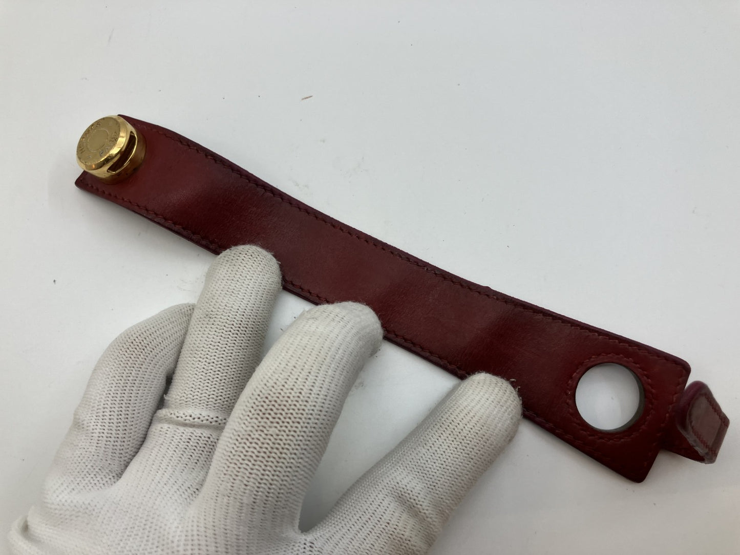 Hermes Serie Bracelet Bangle Bordeaux Gold Metal Authentic Genuine Product 5.9" Wrist Circumference