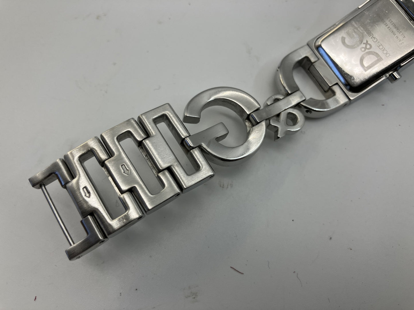 DOLCE & GABBANA Logo Quartz Watch Women Silver Stainless Steel Wrist 15cm 20mm Case