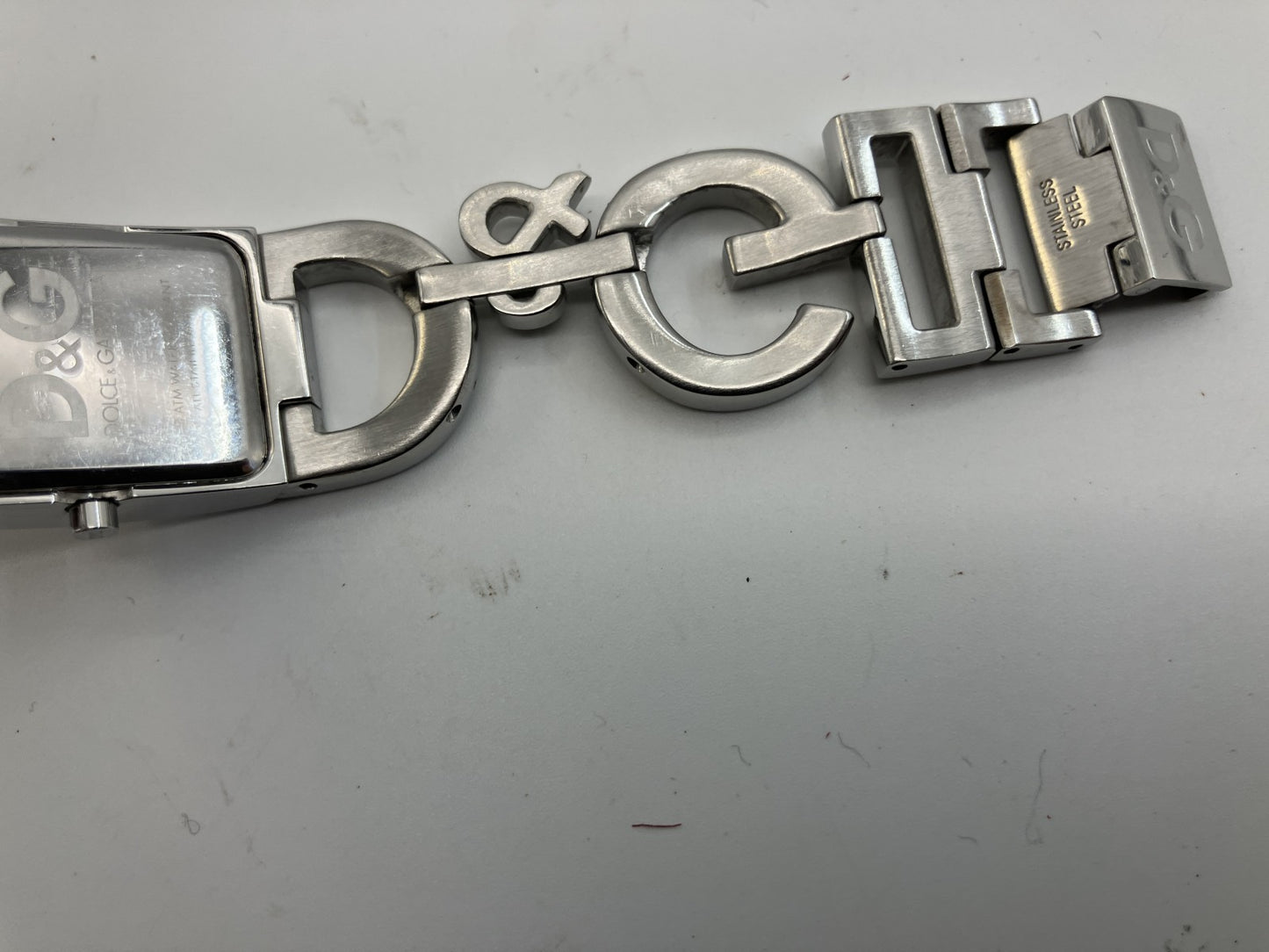 DOLCE & GABBANA Logo Quartz Watch Women Silver Stainless Steel Wrist 15cm 20mm Case