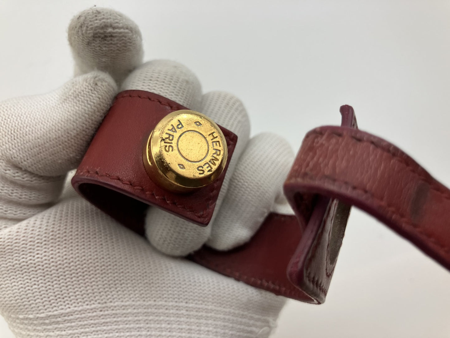 Hermes Serie Bracelet Bangle Bordeaux Gold Metal Authentic Genuine Product 5.9" Wrist Circumference