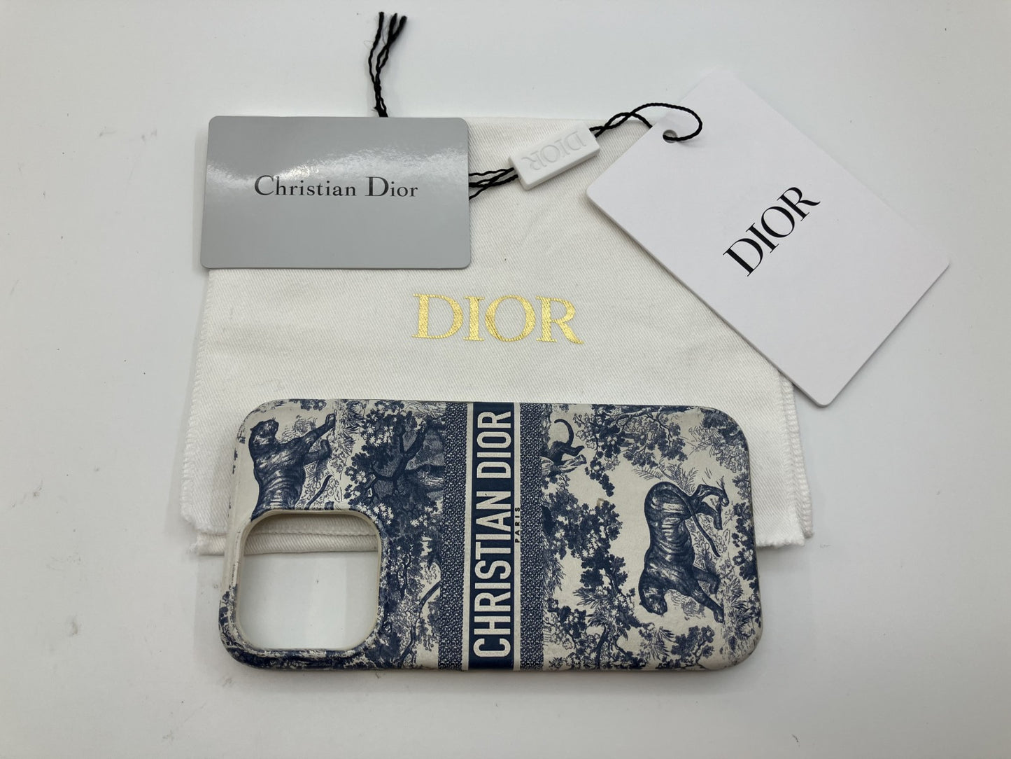 Christian Dior iPhone 13 13Pro Case White x Navy Toile de Jouy Authentic