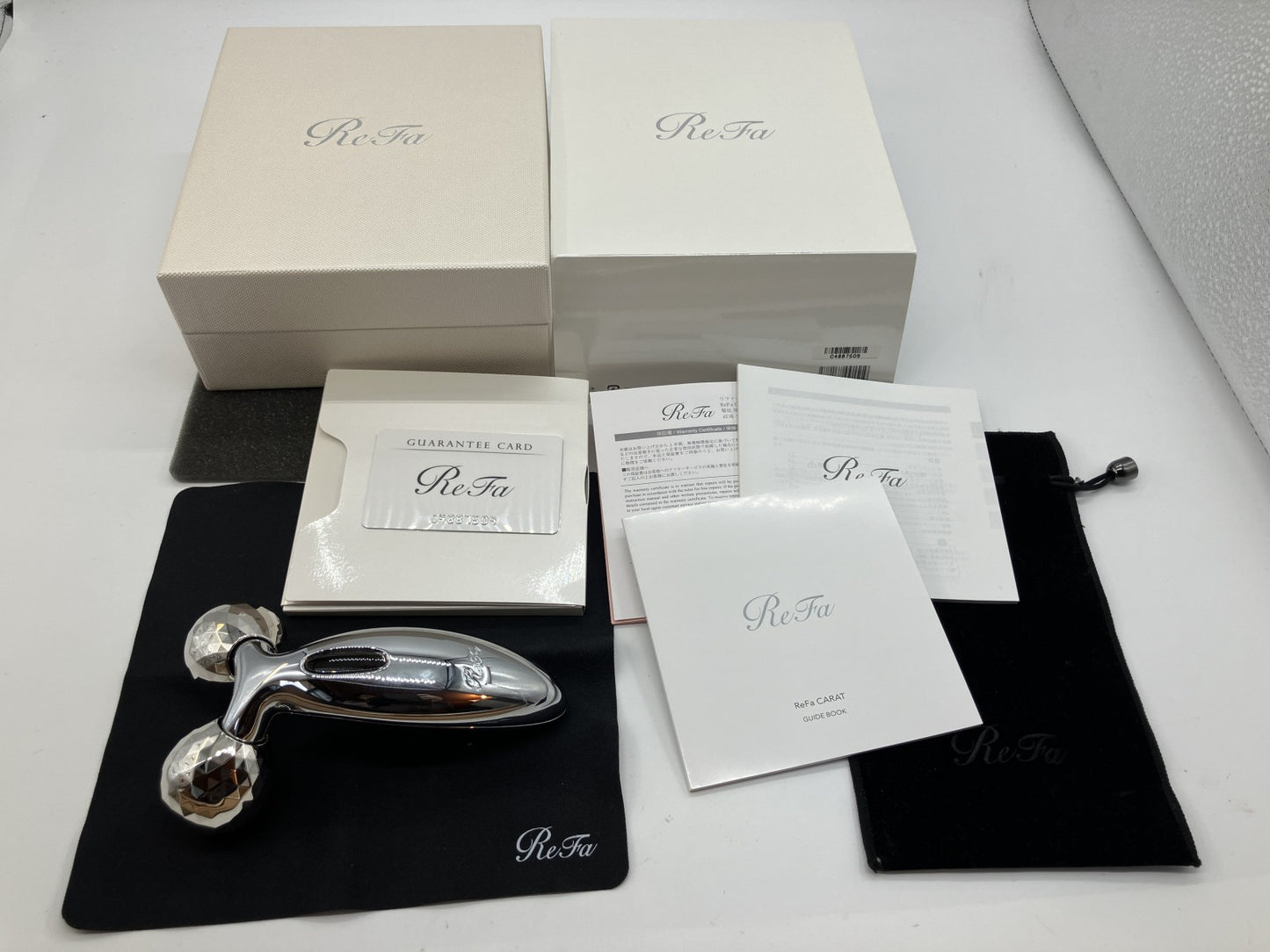 ReFa CARAT Facial Roller Silver MTG Beauty Massager w/ Box Card Japan