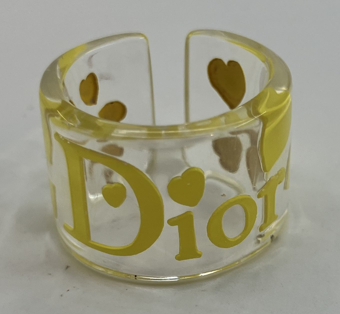 Christian Dior Ring (JP 12) (EU 52) (US 6.5) Clear &amp; Yellow Free Shipping 