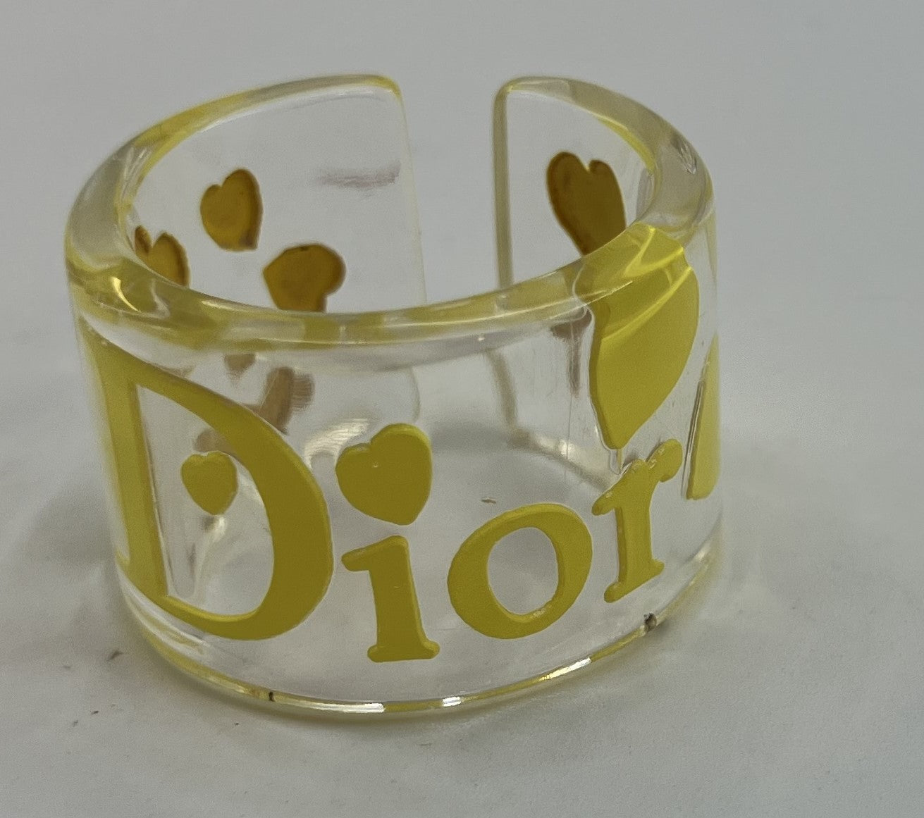 Christian Dior Ring (JP 12) (EU 52) (US 6.5) Clear &amp; Yellow Free Shipping 