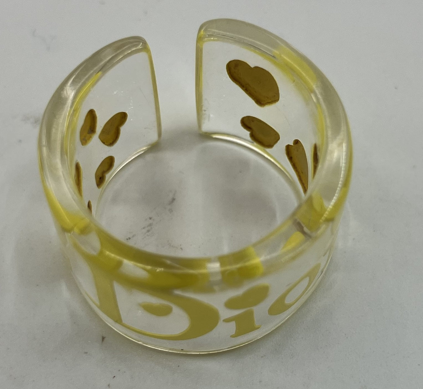 Christian Dior Ring (JP 12) (EU 52) (US 6.5) Clear &amp; Yellow Free Shipping 