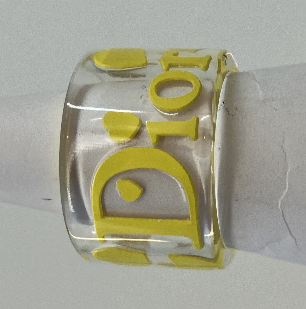 Christian Dior Ring (JP 12) (EU 52) (US 6.5) Clear &amp; Yellow Free Shipping 