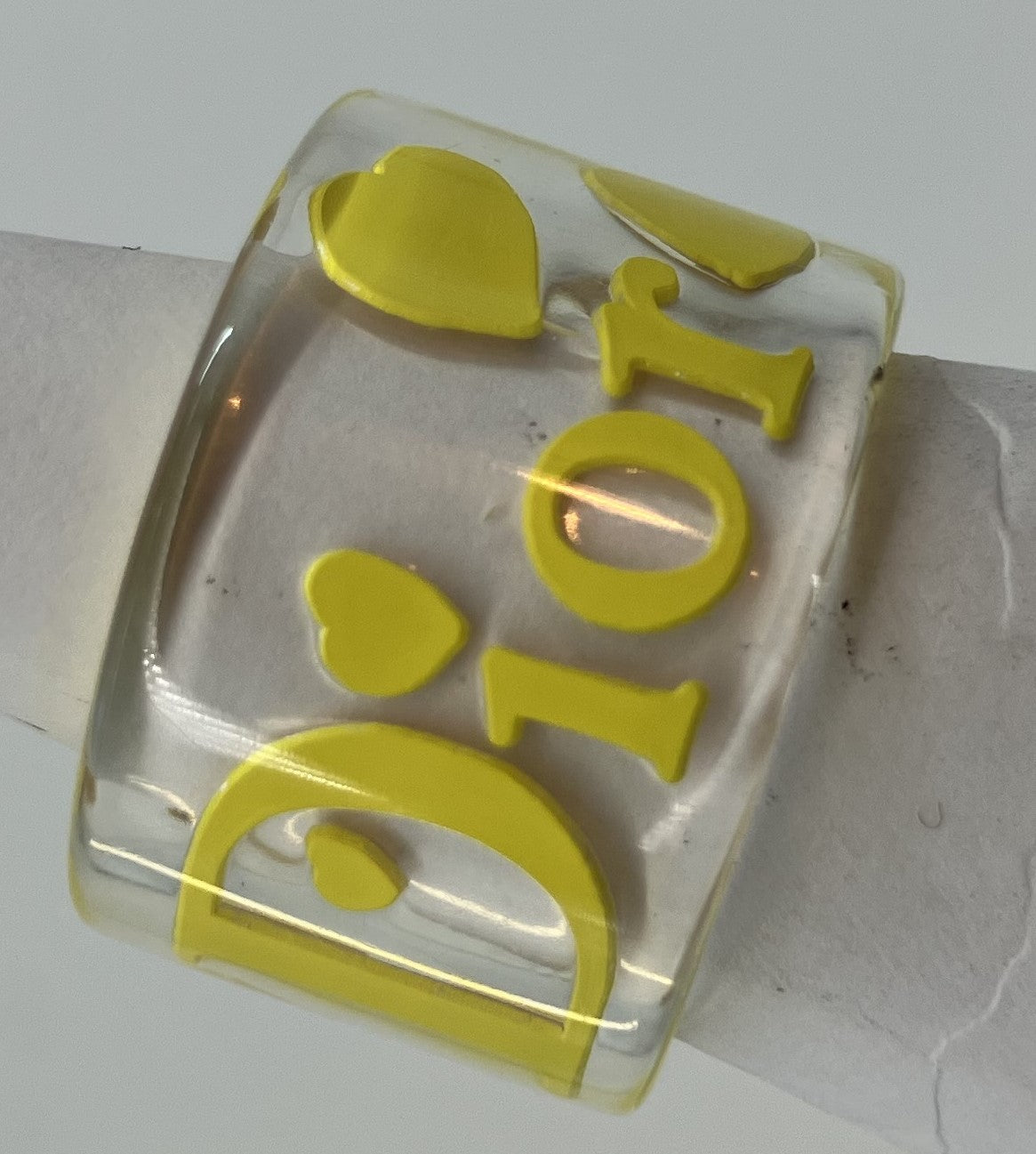 Christian Dior Ring (JP 12) (EU 52) (US 6.5) Clear &amp; Yellow Free Shipping 