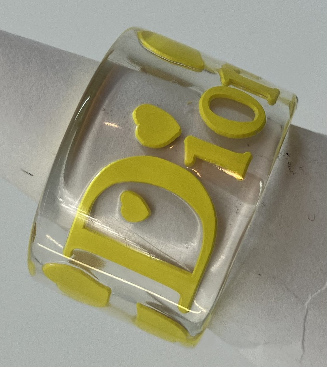 Christian Dior Ring (JP 12) (EU 52) (US 6.5) Clear &amp; Yellow Free Shipping 