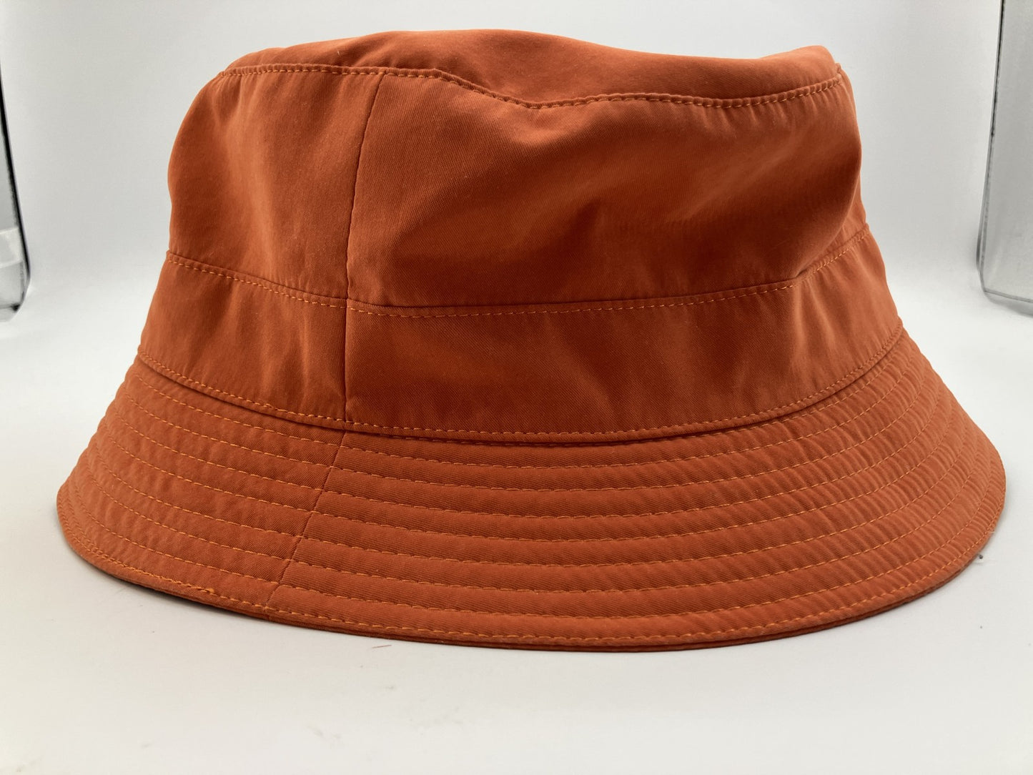 HERMES Bucket Hat Size 57 Orange Brown Made in France Polyester Polyamide