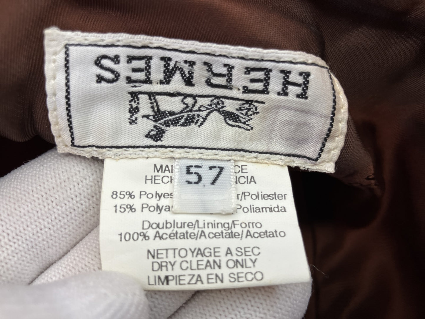 HERMES Bucket Hat Size 57 Orange Brown Made in France Polyester Polyamide