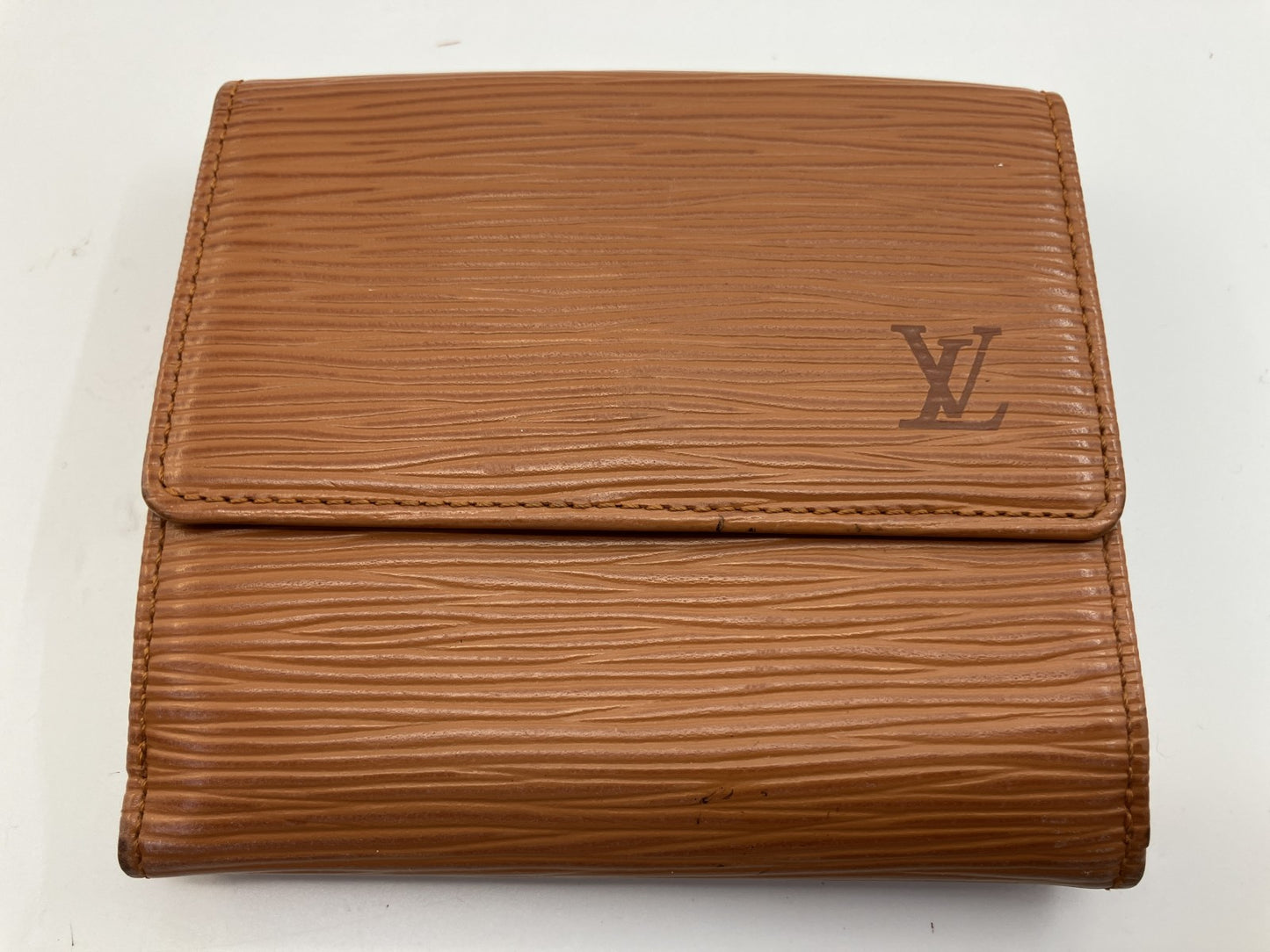 Louis Vuitton Epi Bifold Wallet Tan Brown Snap Made in France Vintage Date Code N/A