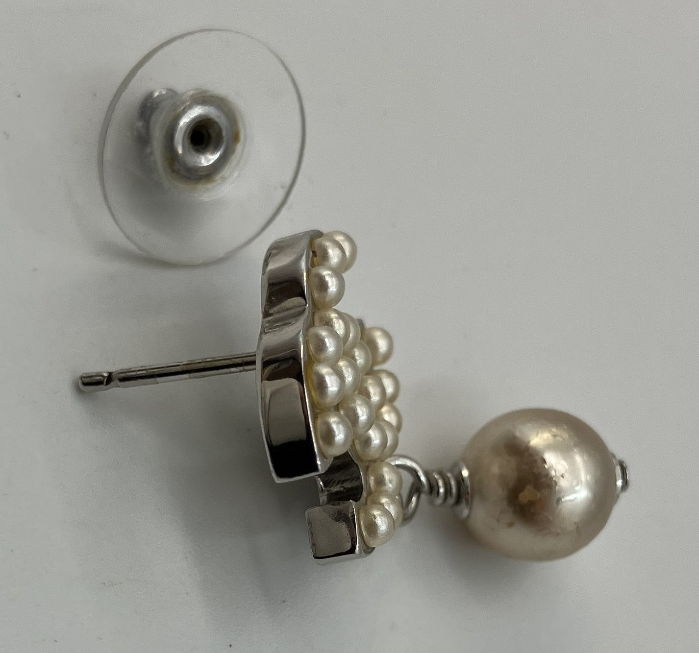 CHANEL synthetic Pearl Pierce 05 V One side only Logo: 1.6x1.1cm