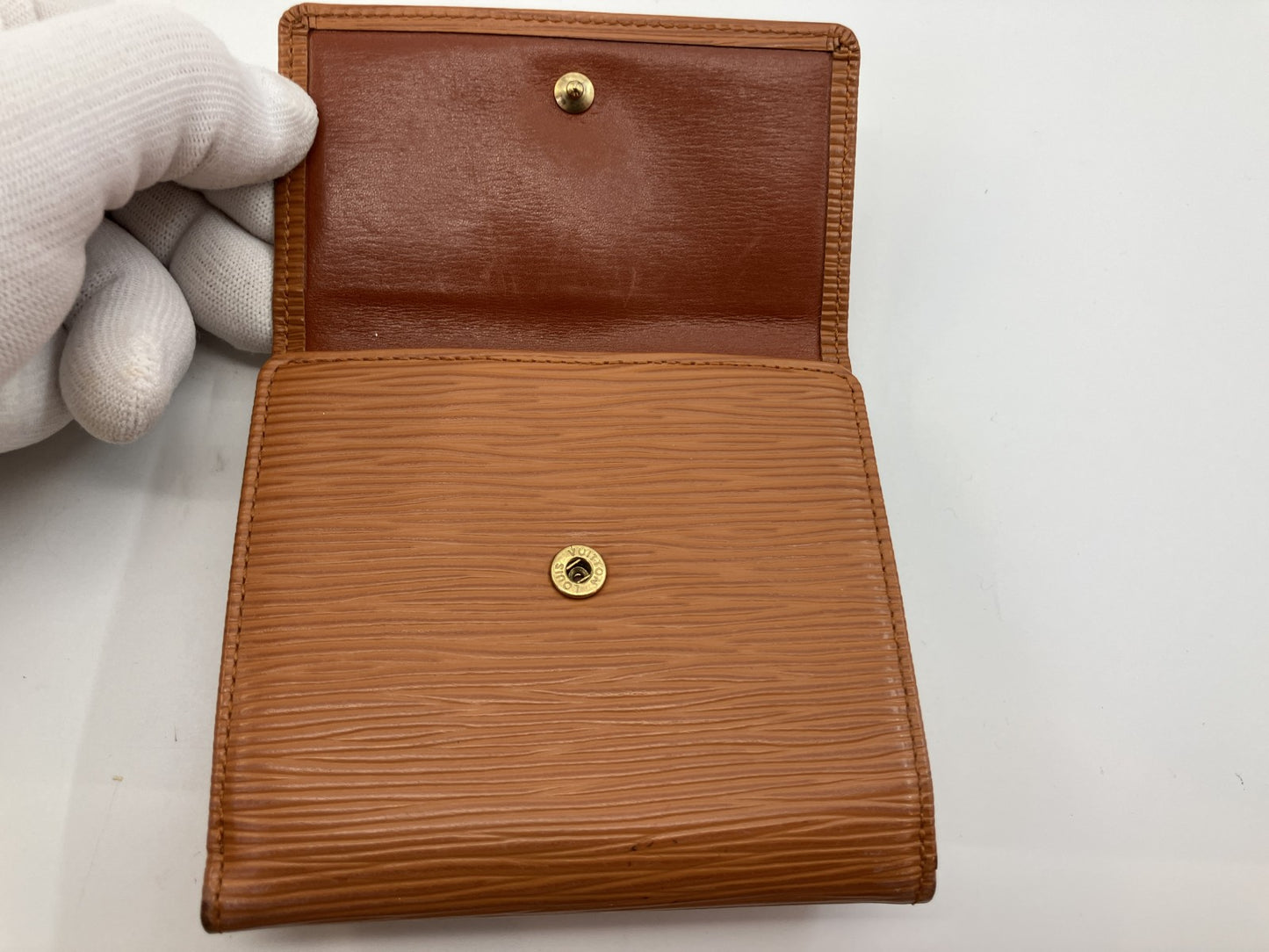 Louis Vuitton Epi Bifold Wallet Tan Brown Snap Made in France Vintage Date Code N/A
